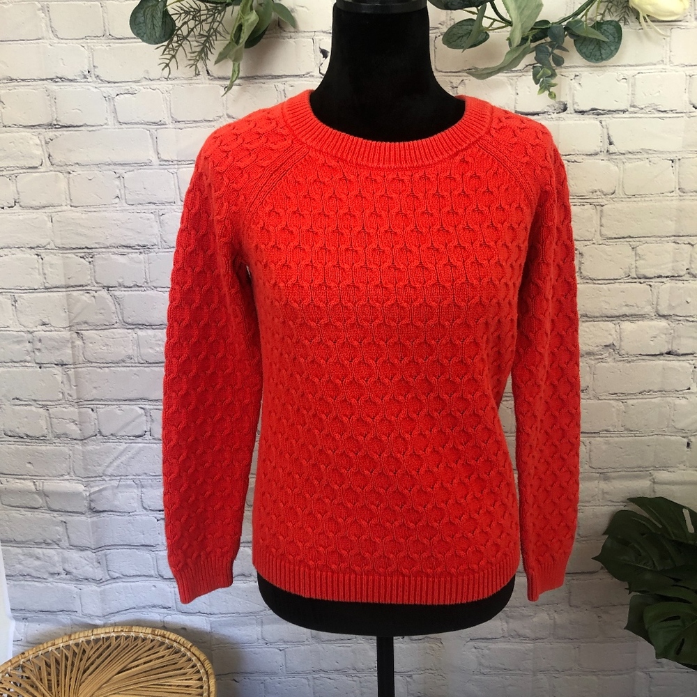 Old Navy red- orange cable knit sweater